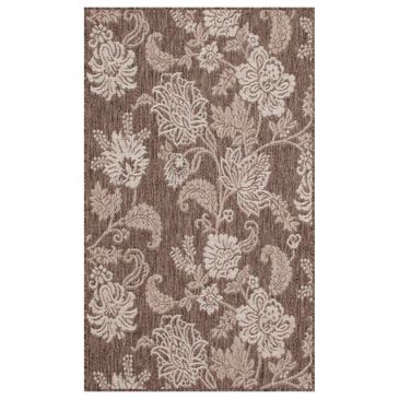 Nourison Garden Oasis Floral Mocha 3" x 5" Indoor/Outdoor Area Rug, , large