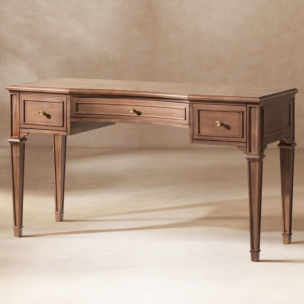 Jennifer Taylor Home Dauphin 55" 3-Drawer Executive Desk in Brown, , large