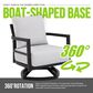Hearth and Haven 3-Piece Outdoor Aluminum Swivel Lounge Chair Set with Side Table in Cast Silver, , large