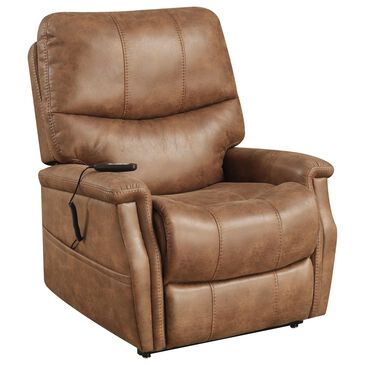 Accentric Approach Lift Chair in Brown Faux Leather, , large