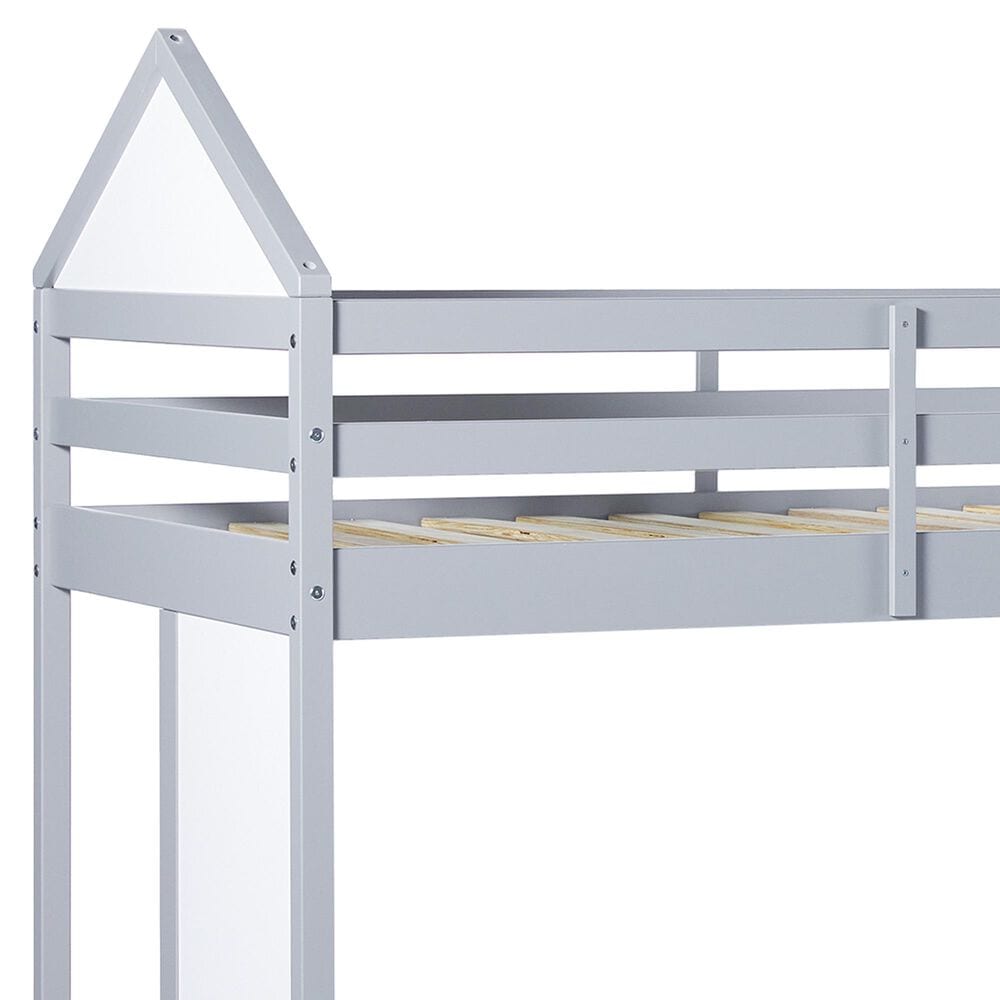 Walker Edison Skyler Twin over Twin Bunk Bed in Grey, , large