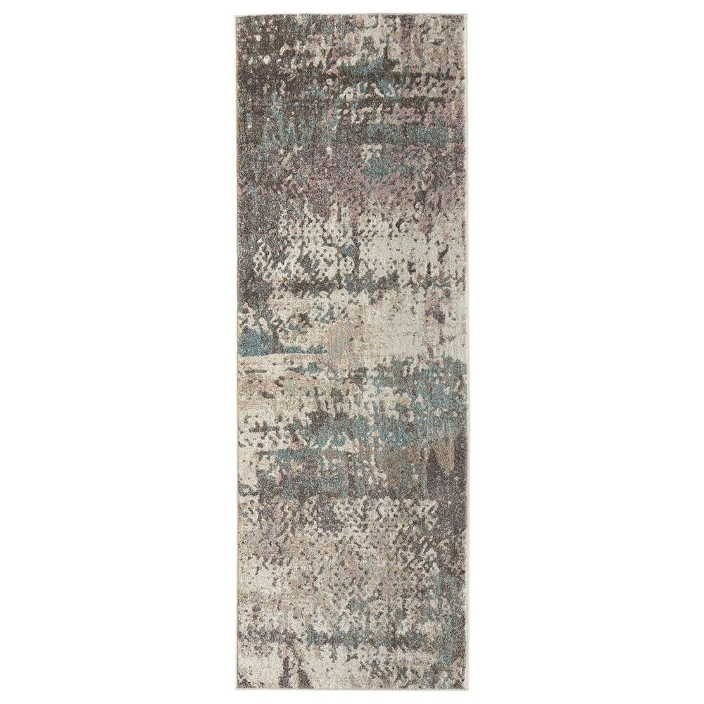 Feizy Eden Teal and Ivory 2"6" x 7"3" Runner, , large