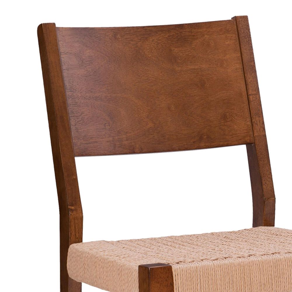 Linon Home Decor Cadence Side Chair with Woven Rope Seat in Brown (Set of 2), , large