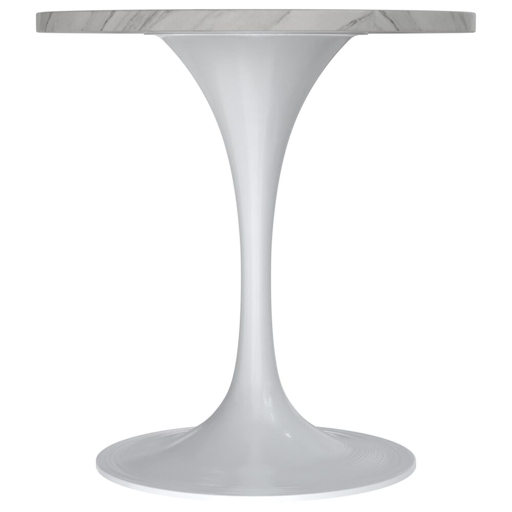 Leisuremod LeisureMod Verve Collection 27 Round Dining Table, White Base with Sintered Stone White Top, , large