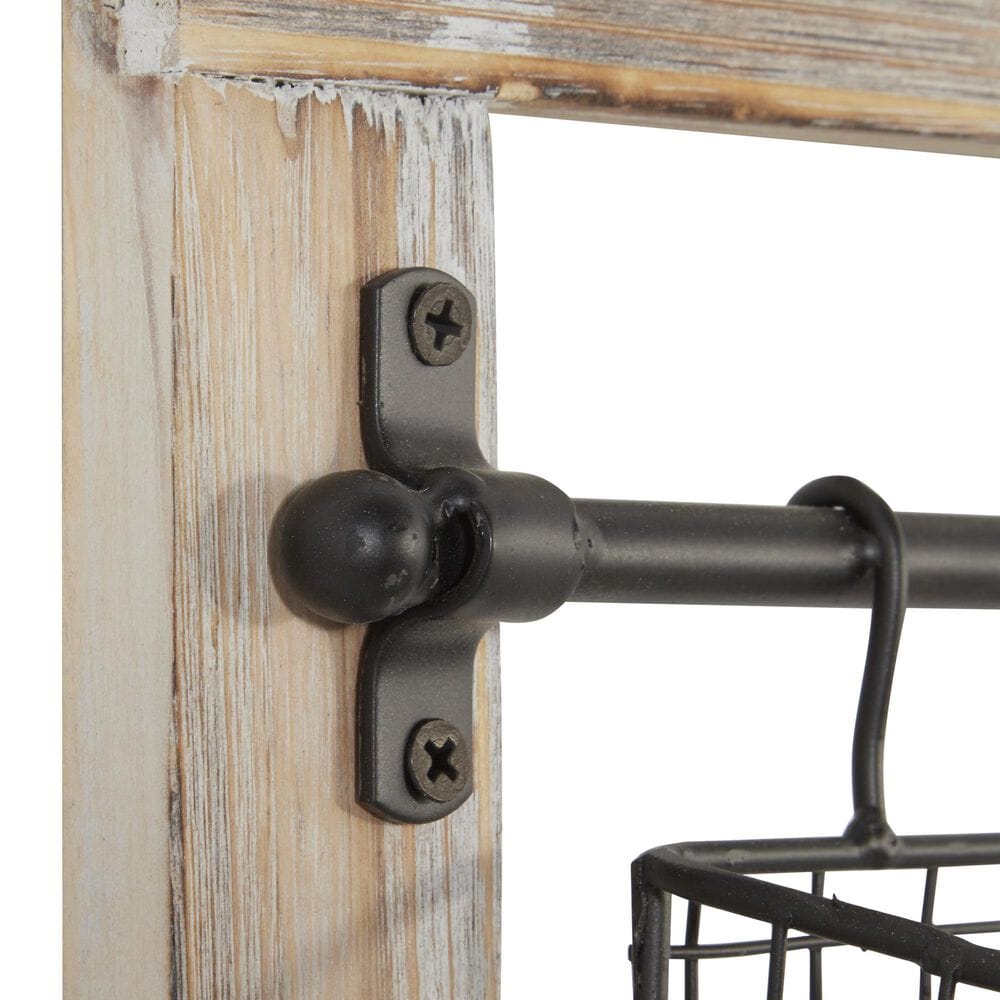 Maple and Jade 3-Slot Decorative Magazine Rack Holder with Suspended Baskets and Label Slot in Matte Black and Brown, , large