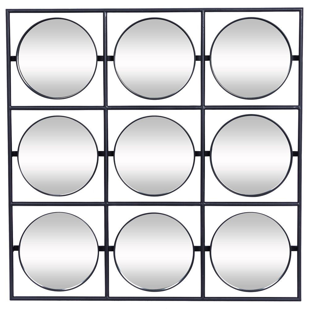 Maple and Jade 28" x 28" Metal Wall Mirror Black, , large