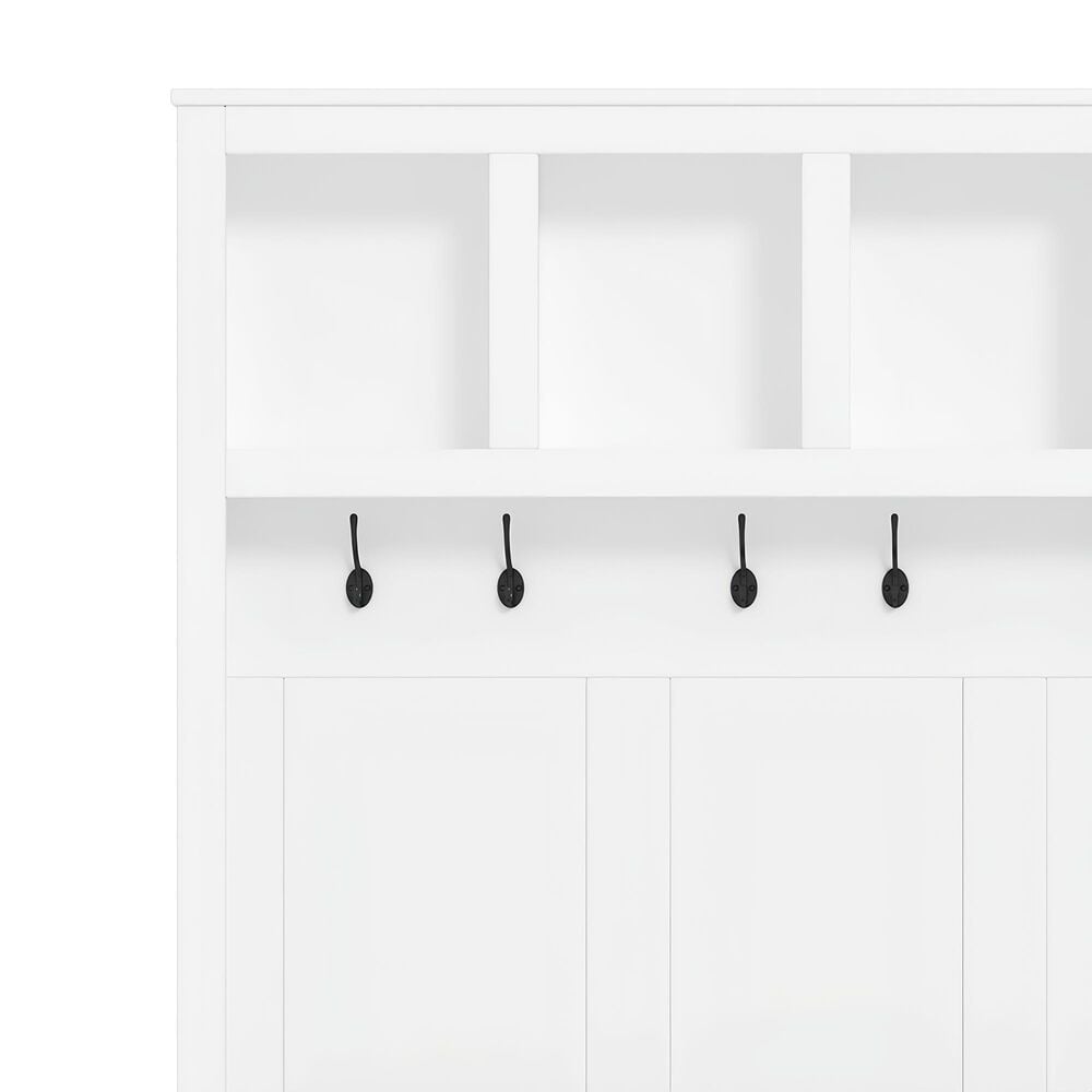 HOMLUX 6-Hook Hall Tree with Cubbies in White, , large