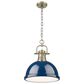 Golden Lighting Duncan 1-Light Pendant with Chain and Matte Navy Shade in Aged Brass, , large