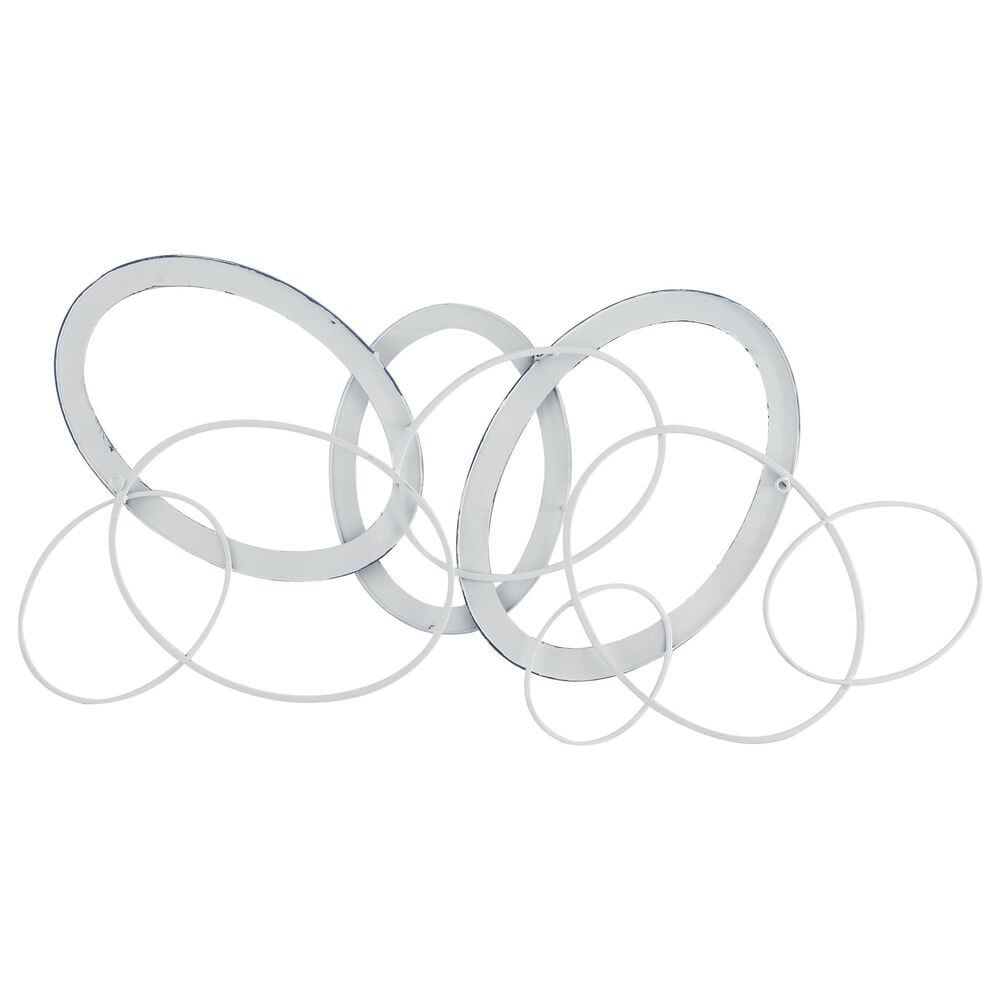 Maple and Jade 22&quot; x 43&quot; Geometric Overlapping Oval Wall Decor in Matte Blue and White, , large