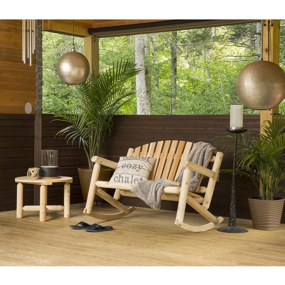 Bestar Outdoor White Cedar Bench Rocker and Coffee Table in Natural, , large