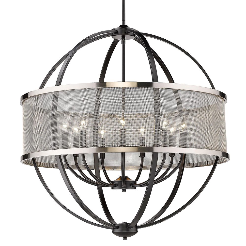 Golden Lighting Colson 9-Light Chandelier with Pewter Mesh Shade in Matte Black, , large