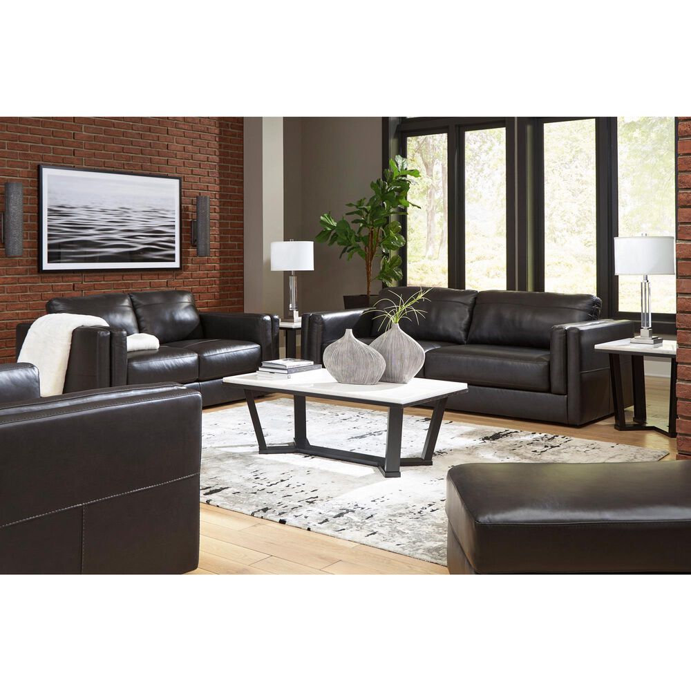 Ashley Amiata Stationary Sofa and Loveseat Set in Onyx, , large