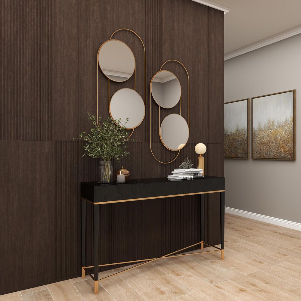 Maple and Jade 20&quot; x 43&quot; Wall Mirror in Matte Gold, , large