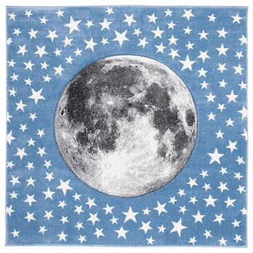 Safavieh Carousel 3" Square Light Blue and Grey Kids  Area Rug, , large