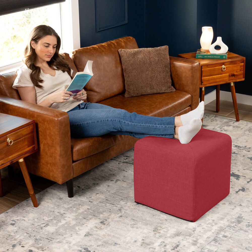Jaxx Monroe Small Ottoman in Poppy Red, , large