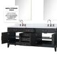 Lexora Home Laurel 84" Double Bathroom Vanity in Black Oak with White Cultured Marble Top and Rectangular Sinks, , large