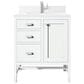James Martin Vanities Addison 30" Single Bathroom Vanity in Glossy White with Single Hole 3 cm White Zeus Quartz Top and Rectangular Sink, , large