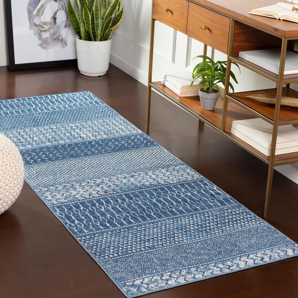 Surya Monaco MOC-2305 2&#39;6&quot; x 8&#39; Bright Blue, Navy and Cream Runner, , large