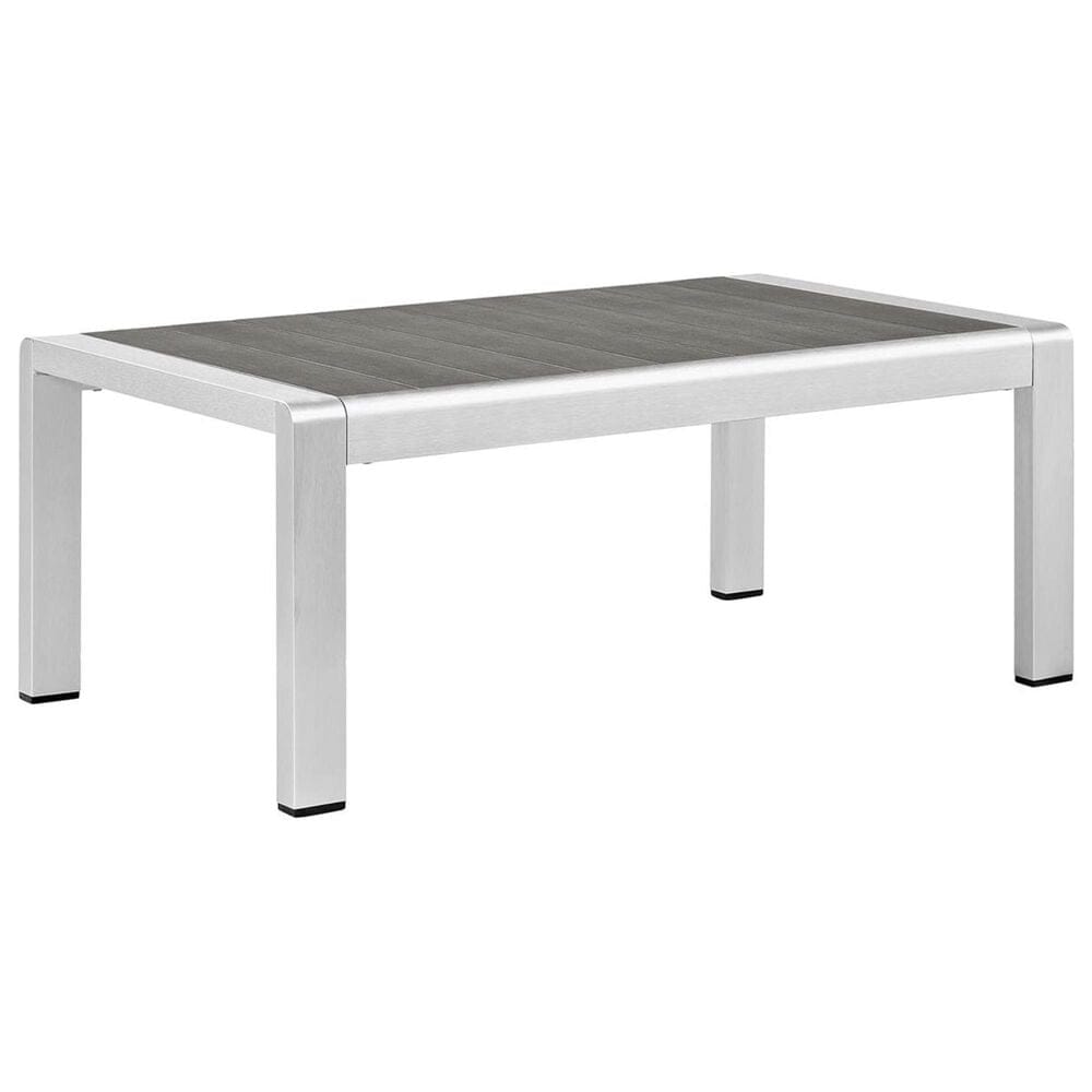 Modway Shore 4-Piece Outdoor Aluminum Conversation Set in Silver and Navy, , large