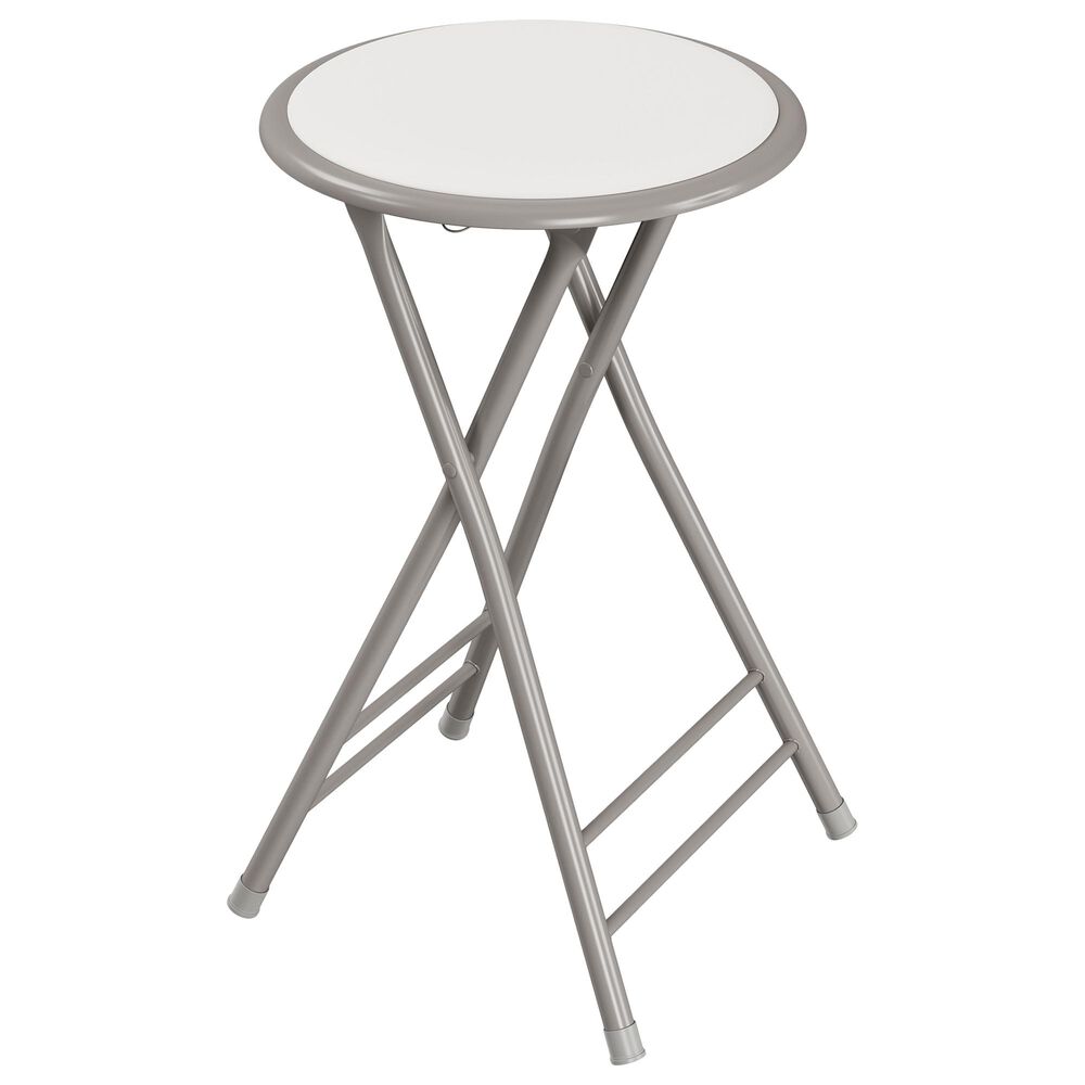 Timberlake 24&quot; Folding Heavy Duty Stool in White and Gray, , large