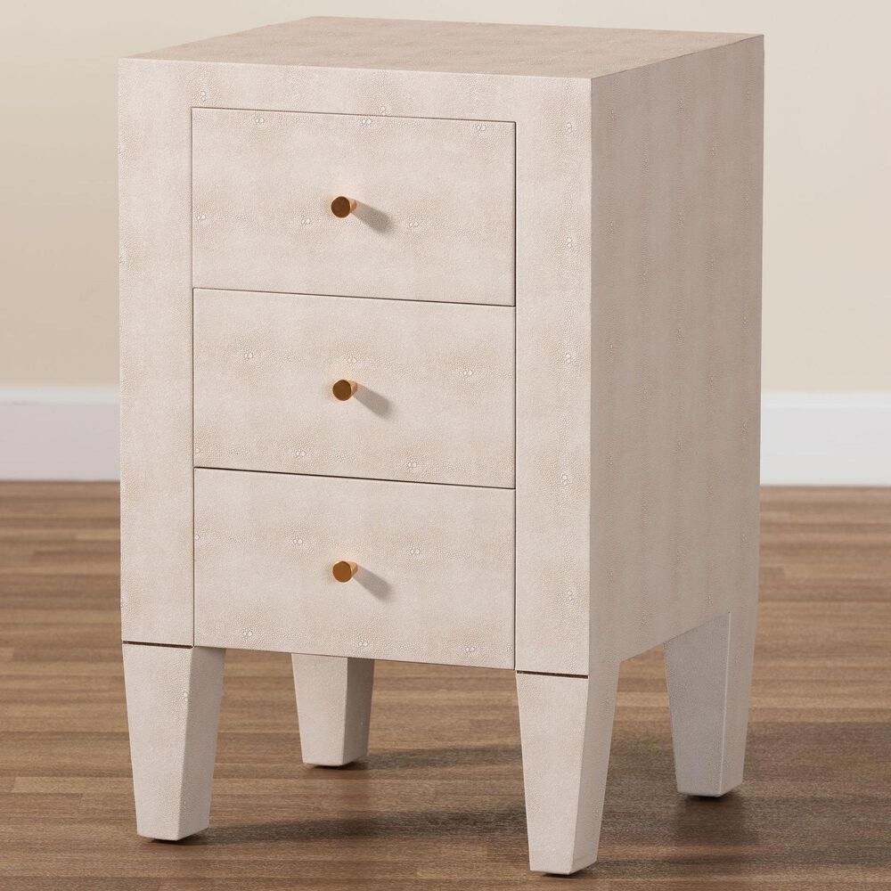 Baxton Studio Leyna 3-Drawer End Table in Beige, , large