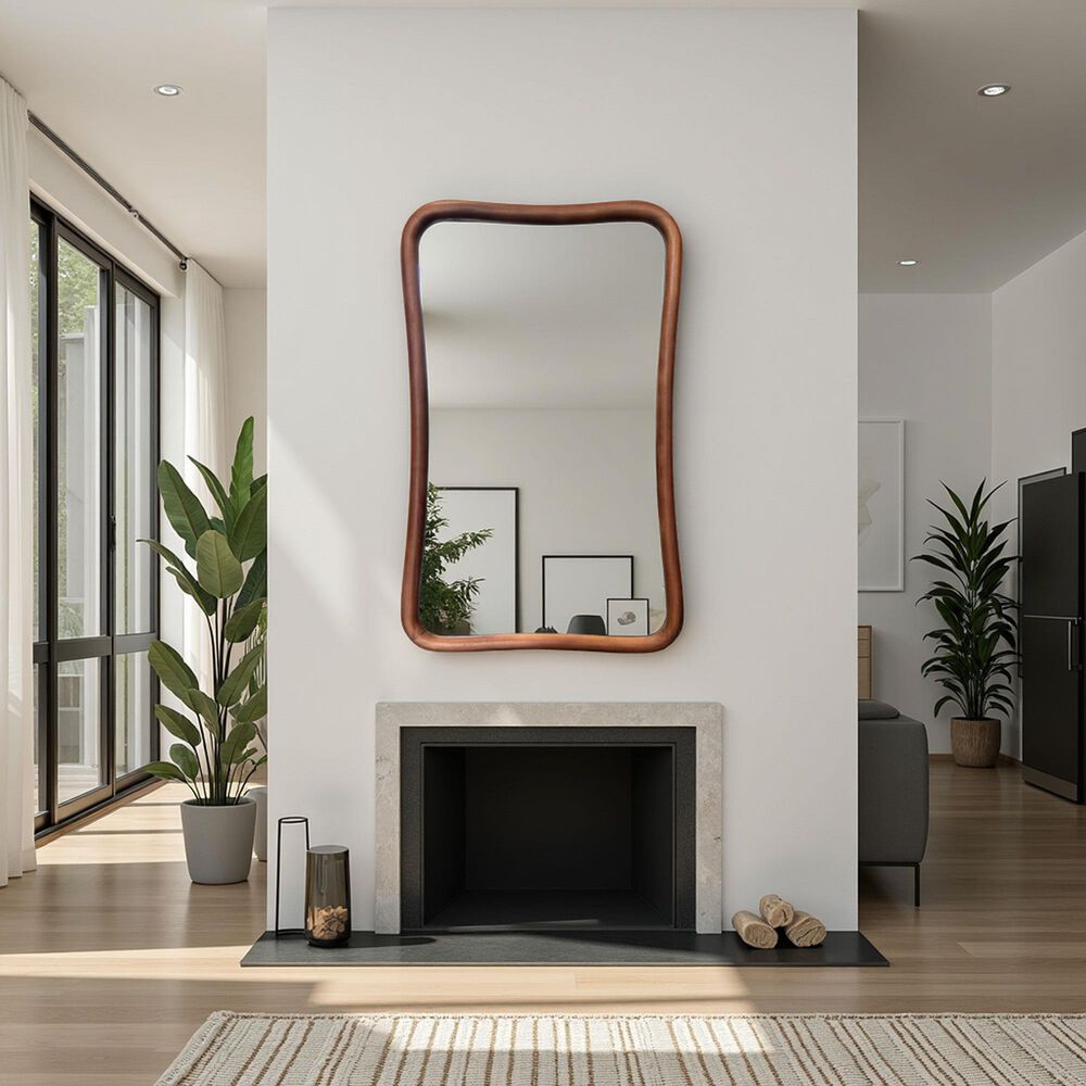 Howard Elliott Waveform Rectangular Mirror in Brown, , large