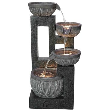 Alfresco Home Fourfall Resin Fountain with Lights in Gray, , large