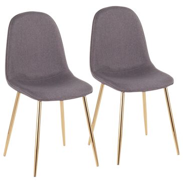 Lumisource Pebble Dining Chair in Charcoal/Gold (Set of 2), , large
