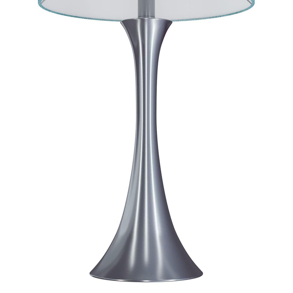 LumiSource Lenuxe 24" Metal Table Lamp with Turquoise Linen Shade in Brushed Nickel (Set of 2), , large