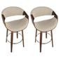 LumiSource Curvini 30" Swivel Barstool with Cream Upholstery in Walnut and Chrome (Set of 2), , large