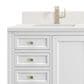 James Martin Vanities Chicago 60" Double Bathroom Vanity in Glossy White with Single Hole 3 cm White Zeus Quartz Top and Rectangular Sinks, , large