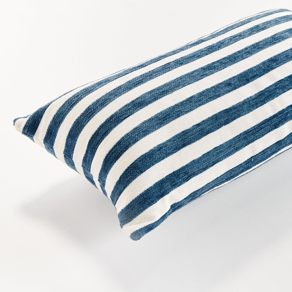 Napa Home and Garden Gideon 12&quot; x 22&quot; Indoor/Outdoor Lumbar Throw Pillow in Dark Blue, , large