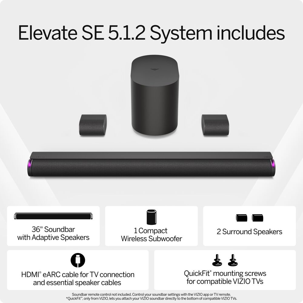 VIZIO Elevate SE 5.1.2 Soundbar with Dolby Atmos in Black - SL512X-0806, , large