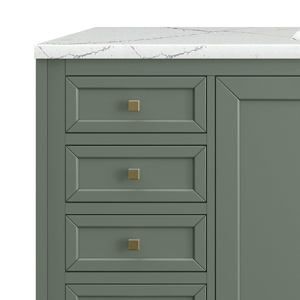 James Martin Vanities Chicago 60" Single Bathroom Vanity in Smokey Celadon with 3 cm Ethereal Noctis Quartz Top, Rectangular Sink and FreePower Wireless Charger, , large
