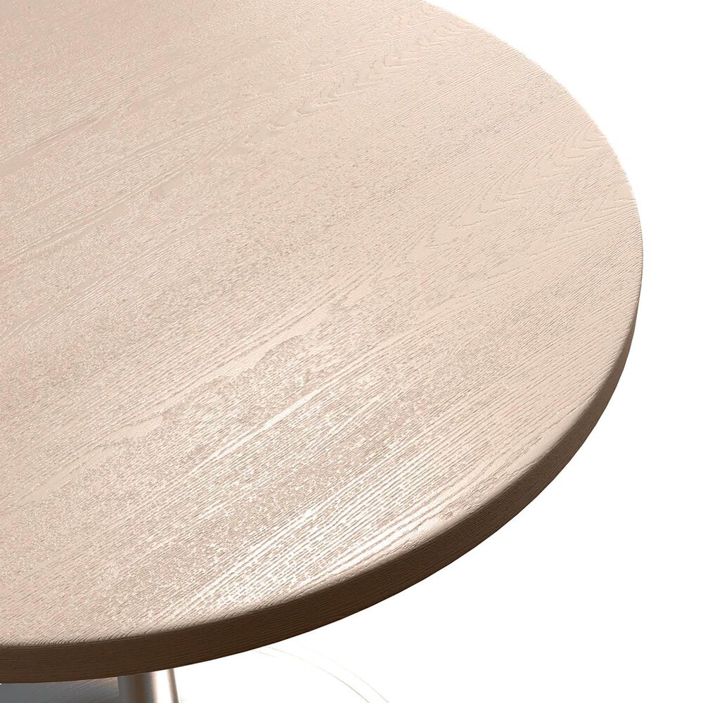 Leisuremod LeisureMod Verve Collection 27 Round Dining Table, Brushed Chrome Base with Light Natural Wood MDF Top, , large