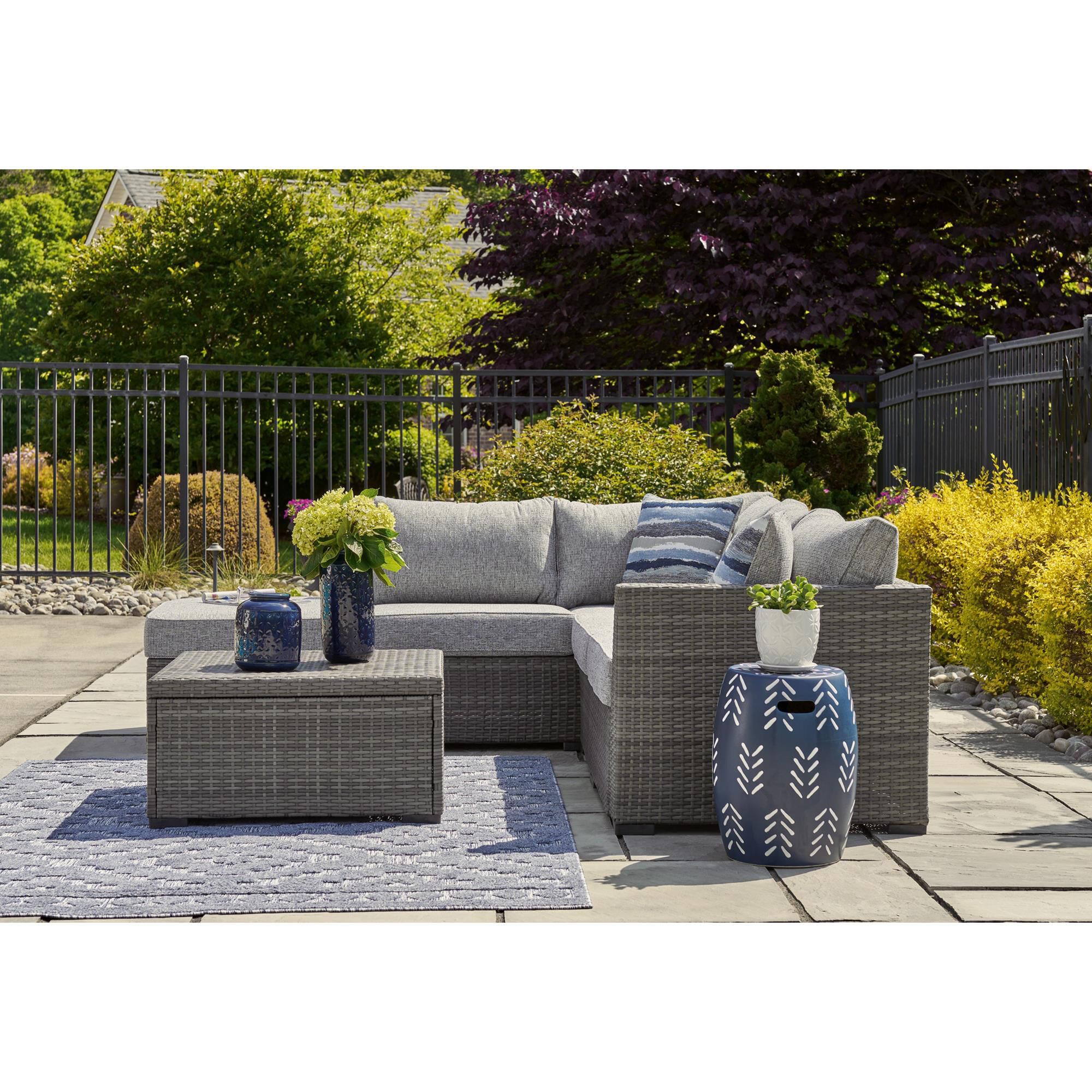 Ashley Petal Road 4-Piece Patio Sectional Set in Gray