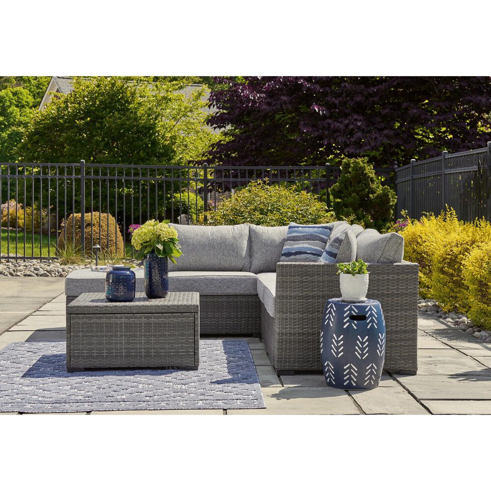 Ashley Petal Road 4-Piece Patio Sectional Set in Gray, , large