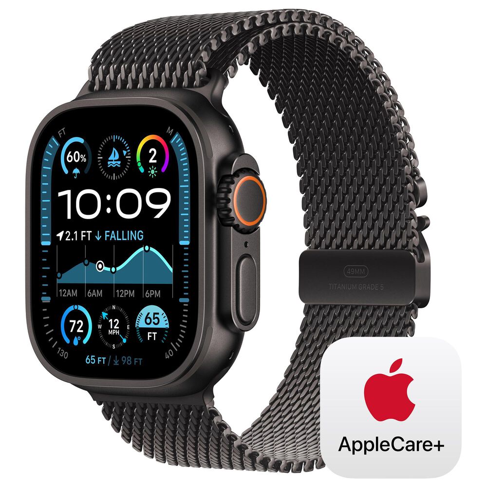 Apple Watch Ultra 2 GPS + Cellular 49mm Black Titanium Case with Black Titanium Milanese Loop - S, , large