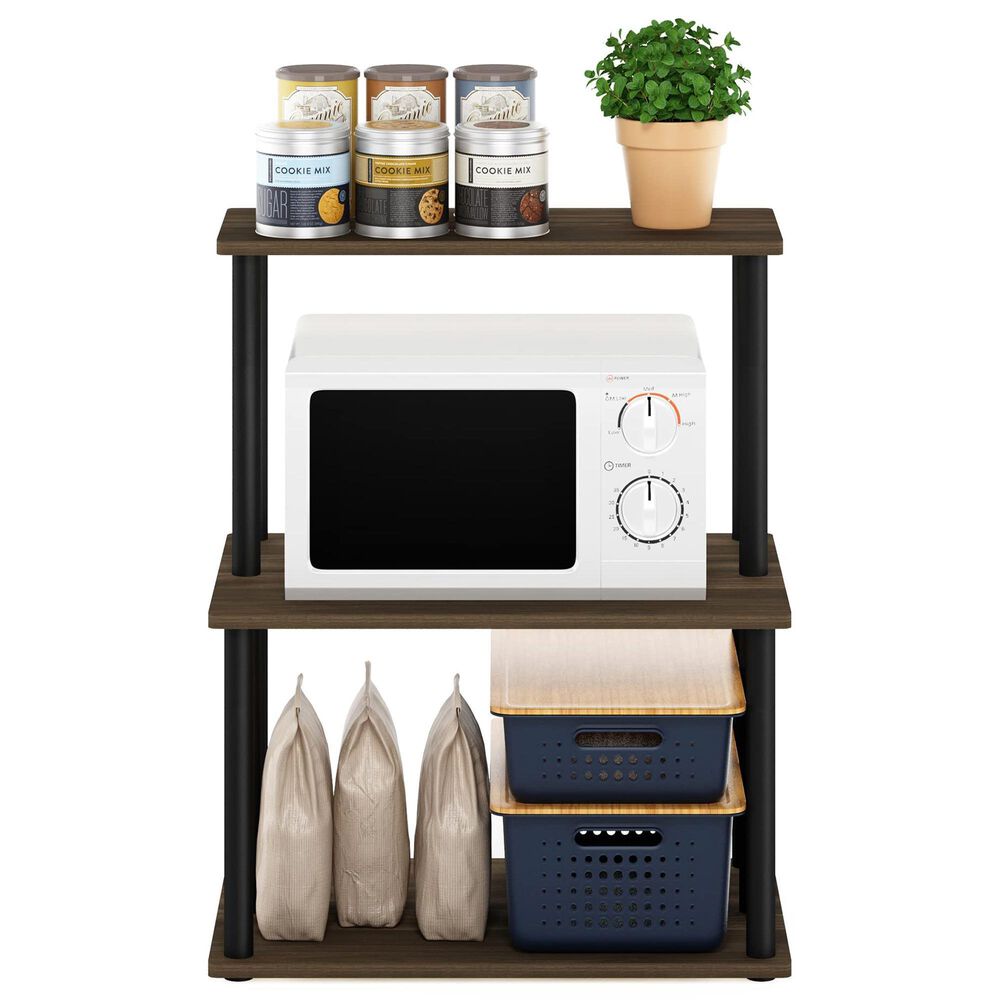 HOMLUX Turn-N-Tube 3-Tier Toolless Kitchen Storage Shelf in Columbia Walnut and Black, , large