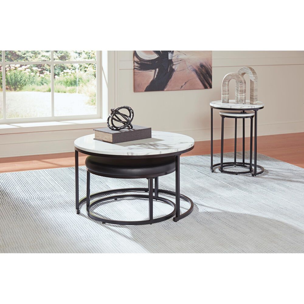 Ashley Jusmour 4-Piece Occasional Nesting Table Set in Black and White, , large