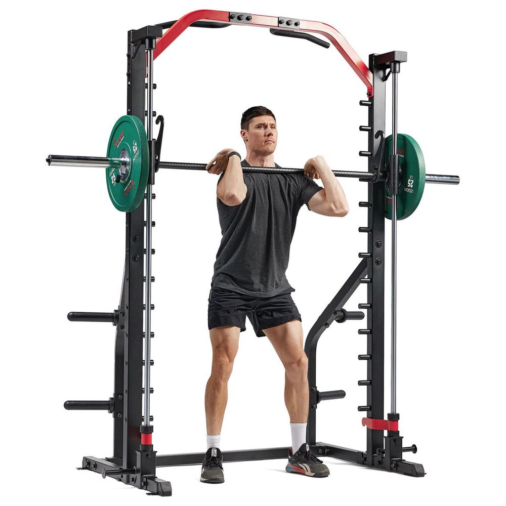 Sunny Health &amp; Fitness Essential Series II Smith Machine Squat Rack in Black and Red, , large