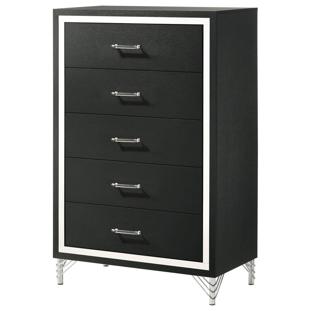 Coaster Lucia 5-Drawer Chest in Black and Chrome, , large