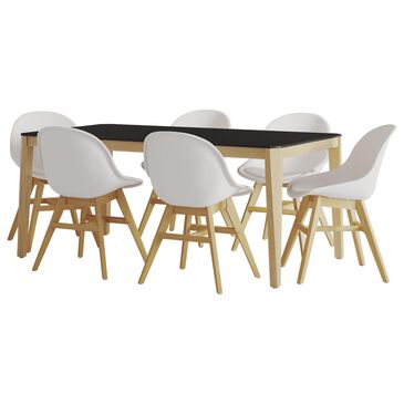 Midtown Concepts Concarneau 7-Piece Dining Set with Side Chair, 67" Table in Black, Brown and White, , large
