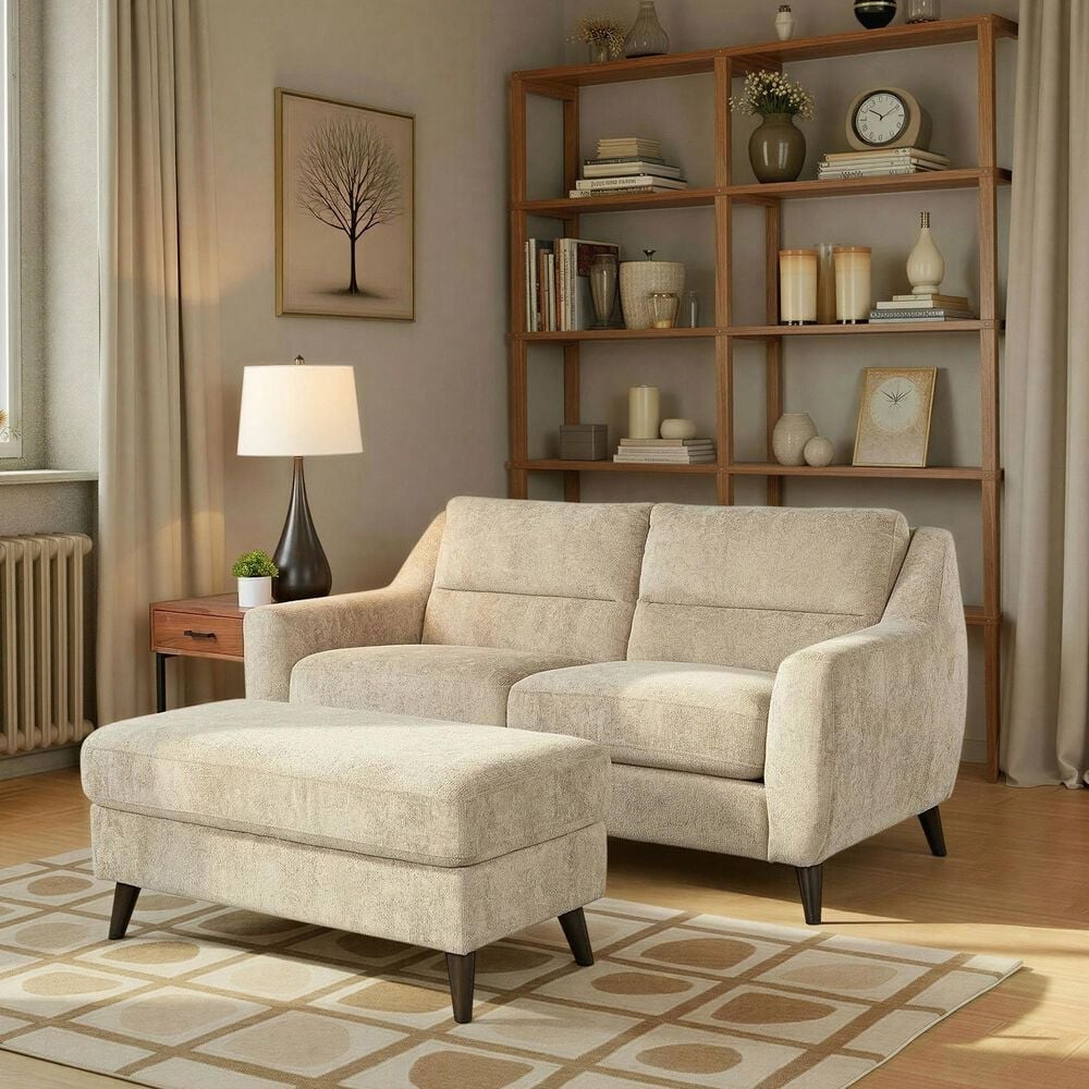 LumiSource Carly Bench Ottoman in Beige, , large