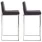Lumisource Fuji High Back Barstool with Black Faux Leather in Stainless Steel (Set of 2), , large