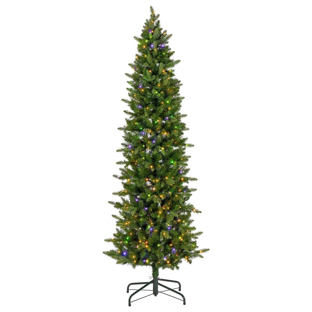 The Gerson Company 7.5&#39; Pre-Lit Artificial Natural Cut Narrow Saginaw Spruce with Multicolored Lights in Green, , large