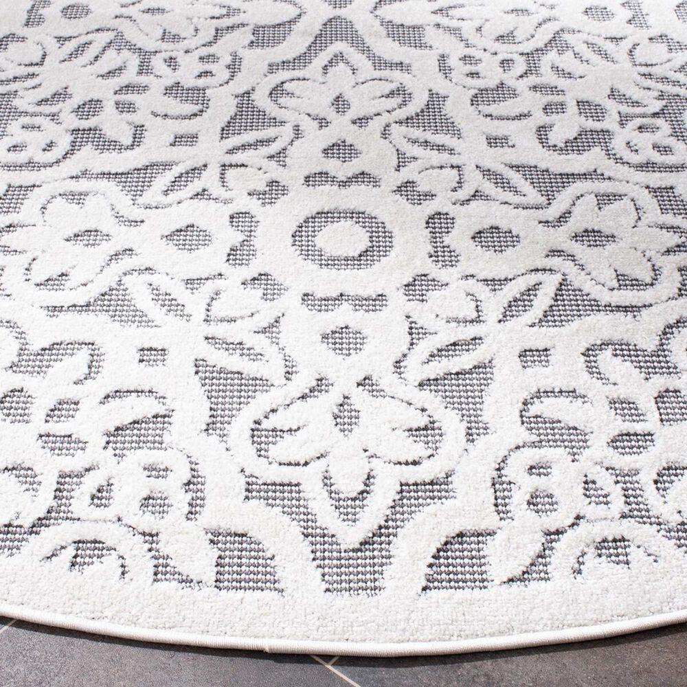 Safavieh Cabana CBN662A 6&#39;7&quot; Round Ivory and Grey Indoor/Outdoor Area Performance Rug, , large