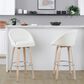 LumiSource Matisse 30" Swivel Barstool with Cream Fabric Upholstery in Whitewashed and Chrome (Set of 2), , large
