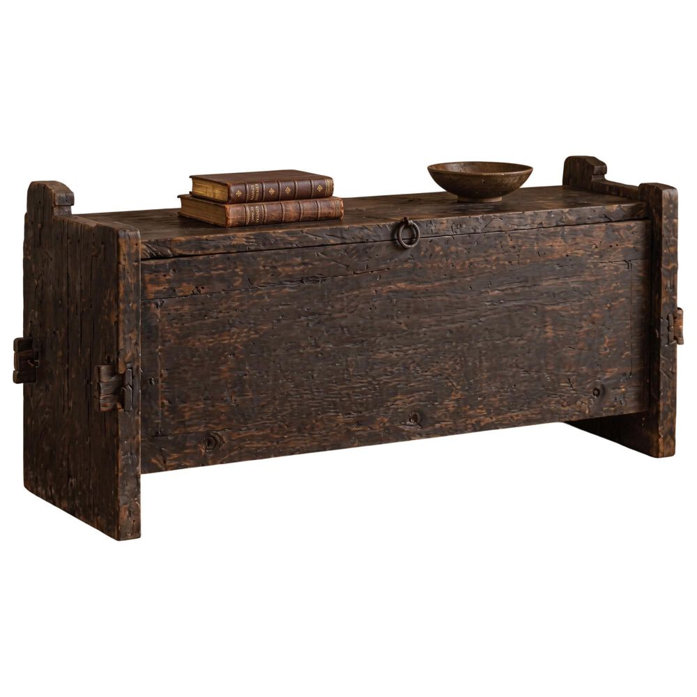 Jaipur Home One of a Kind Tribal Ivory Currency Storage Trunk in Brown and Black, , large