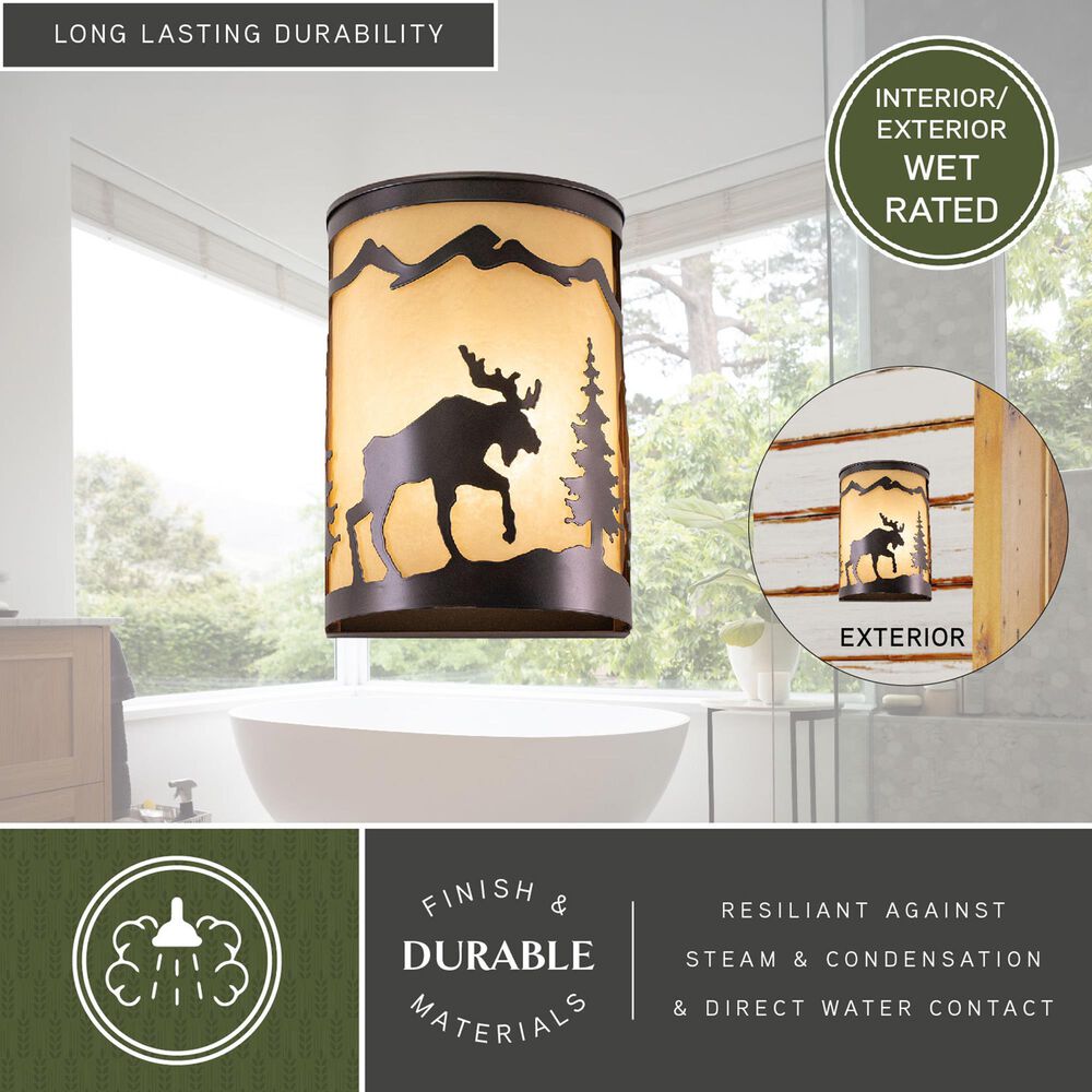 Vaxcel Yellowstone 1-Light Moose Wall Sconce in Burnished Bronze, , large